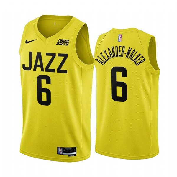 Men's Utah Jazz #6 Nickeil Alexander-Walker 2022/23 Yellow Icon Edition Stitched Basketball Jersey